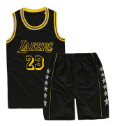 Lakers #23 Lebron James Tröja Nr.23 Basket Uniform Set Lada / Svart