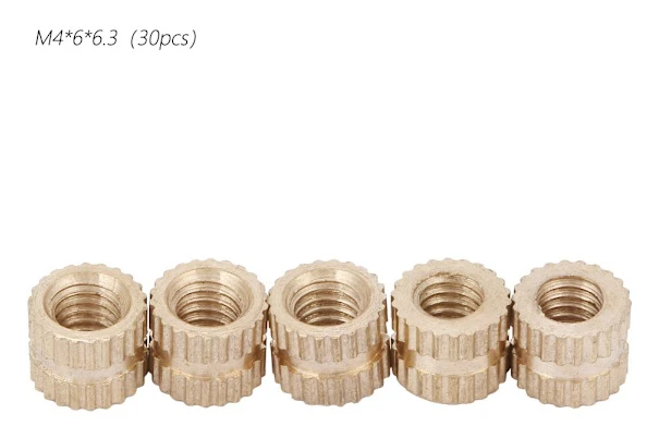 Mässing Räfflade Runda M4 Muttrar 6mm x 6.3mm 30-pack