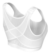 [LCS] Trådlös hållningsstöd-BH Andningsbara underkläder med knäppning fram för kvinnor Yoga Sport White M
