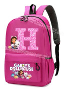 Gabby Dollhouse Ryggsäck Ny Söt Tecknad Personlighet Bokstäver Oxford Tyg Ryggsäckar Vattentät Rose Röd Flickor Bokväska Barn Present GB544S-GB71X Size 30x12x45cm