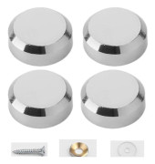 4 st/set Glänsande Krom Guld Silver Mässing Rund Kapsel Glas Ramlös Spegel Skruv Rx [db] 14mm Silver
