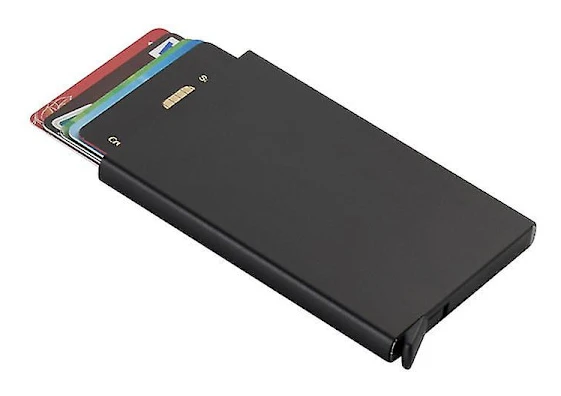 Aluminium korthållare Slim korthållare Minimalistisk korthållare Pops Up-kort för män Black