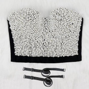 Sexig Pärlor och Rhinestone-Dekorerad Bustier Crop Top