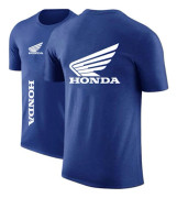 Sommar Honda logotyp rund hals Print korta ärmar blue L