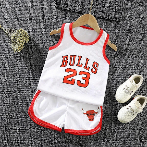 Sportbaskettröja för barn Bull nr 23 Vit