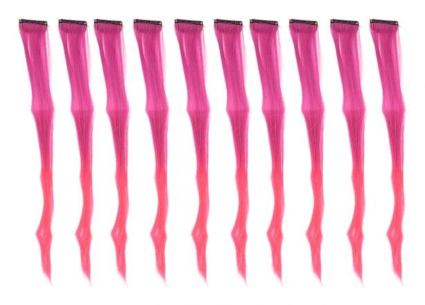 10 st Långa Hår-Highlight-Clips Individuellt Förpackade Ros Lila Gradient Röda Håraccessoarer