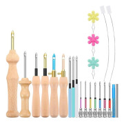 23-dels Punch Needle-set, Träskaft Justerbart För Vuxna Nybörjare Broderi As Shown