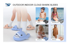 Haj Tofflor Badtofflor EVA Shark Tofflor Barn Dam Herr Mjuka Foppatofflor Sandaler Innetofflor Cyan Blue 27-27.5cm