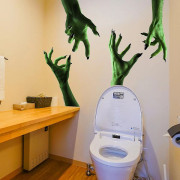 Nya Halloween-fönsterdekaler, stora läskiga demondekaler för Halloween-festdekoration, blodiga händer och fötter Diy-dekaler för skolfamiljens glas(k