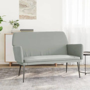Bänk i ljusgrå sammet - Bekväm sittbänk för avkoppling | Storlek: 108x79x79 cm | Färg: Ljusgrå
