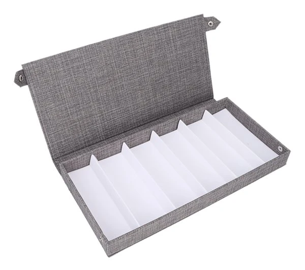6 Grids Sunglasses Storage Case Flocking Fabric Button Closure Prevent Scratches Glasses Display Box Gray
