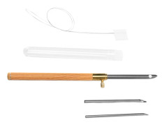 Tre huvud poke nål utbytbar trä handtag punch nål sömnad broderi punch nål stickning verktygL