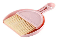 Små plastspadar och kvastar, små dammskopor och borste set, små kvastbordsrengöringsverktyg, små multifunktionskvastar för vuxna (Rosa)