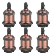 MINKUROW Solid Vintage E27 Lamphållare Aluminium Keramisk Sockel Edison Skruv Glödlampa Sockel Adapter DIY Vägg Bords Golv Taklampa Röd Koppar 6st