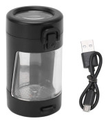 Luktsäker behållare Svart Bärbar Mini Krydda Lysande Transparent Luktsäker Förvaringslåda med USB-kabel