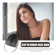Clip-in lugg, äkta hår, fransk lugg med clip-on extensions | Naturlig färg, äkta hårfrans, stilfull hårförlängning för kvinnor och flickor Brun svart