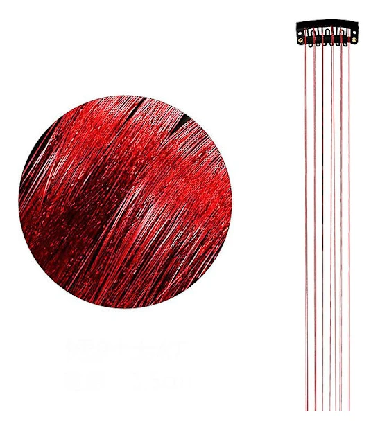 6 st glitterhårstofs med klämma bländande glitterhårstofs Red