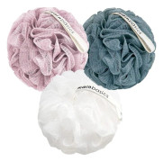 Bad- och duschloofahsvamp, kroppsskrubb, exfoliator, kroppstvålssvamp (3-pack, Airy Blossom)