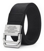 110 cm Herr Armé Taktiskt Flätat Canvasbälte Midjebälte för Jeansbyxor Black