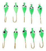 10-pack Isfiske Jiggar Vinterbeten Grön Groda Sked Mini Krok Tillbehör