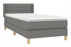 Ramsäng med pocketresårmadrass - Hållbar och justerbar | Färg: Mörkgrå | Storlek: 90x190 cm