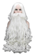 Professionell tomteperuk och skäggset Syntetisk fiber Vit mustasch Tvättbar Exceptionell Jultomte Juldräkt 80 full set