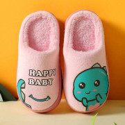 Vinter barntofflor Dinosaur Varm plysch inomhus Höst Halkfri mjuk plysch tofflor pink 28-29(insole 17cm)