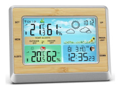 Silver Väderstation: Temperatur-/Fuktighetsmätare, Inspelning, Stilren Display, Snabb Mottagning & Lång Räckvidd (70*35*125mm)
