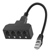 RJ45 till RJ11 Adapter Konverterare 4 Portar Anslutning Telefonkabel