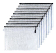 10 Pcs A4 Document Bag Waterproof Mesh Zipper Bags Zippered File Bags
