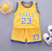 Children's basketball suit set, boys' Kobe 23 Lakers jersey, summer girls' elementary school training sports jersey yellow 80cm