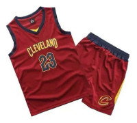 Kids Unisex Basket Training Suit Kits Väst Skjorta + Shorts Sets_s 23 Red cavs L(140CM-150CM)