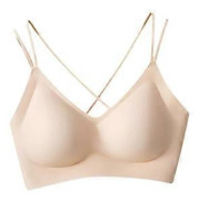 Everyday BH Cami BH Underkläder Sommar BH Utan Bygel Vadderade Braletter(M Beige)