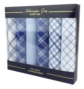 Herr 100% Bomull Enfärgade Vita Nä handkerchiefs med Satinkant 7-pack (LGL) Blue