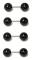 4 st Tunna barbell med stora svarta kulor, 1,2mm tjock