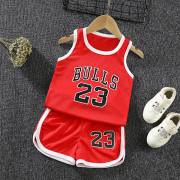 Barndräkt för basketkläder för uniformer för sportkläder Red 90CM