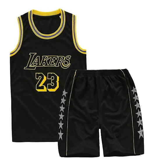 Lakers #23 Lebron James Tröja Nr 23 Basketuniform Set Barn / Svart Black XXL (155-160cm)