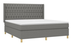 Ramsäng med justerbar huvudgavel och pocketresårmadrass | Färg: Mörkgrå | Storlek: 180x200 cm