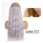 Syntetiskt Naturligt Syntetiskt Halo Hårförlängningar Ingen Clip In Artificiell Fake Ombre Blond Brun Svart Rosa Vågigt falskt hår