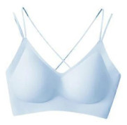 Everyday BH Cami BH Underkläder Sommar BH Utan Bygel Vadderade Braletter(M Blå)