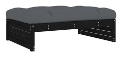 Trädgårdsfotpall med mjuk dyna - Massiv furu | Färg: Svart | Storlek: 120x80 cm