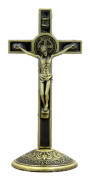 Heligt bord för korset Jesus Kristus på stativet Kristna kyrkans reliker Figuriner Retro green