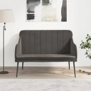 Mörkgrå bänk i sammet - Komfortabel sittbänk med metallram | Storlek: 110x76x80 cm | Färg: Mörkgrå