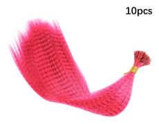 Färgade hårstrån för fjäderförlängning 10 stycken I Tip Syntetisk hårstrå Fake Hair Zebra Line Feather Extensions
