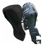 Båtmotoröverdrag 420D Heavy Duty Oxford Cloth Full Outboard Motor Cover med PVC-beläggning Utombordsmotoröverdrag Passar Svart - 20 30HP 165x137