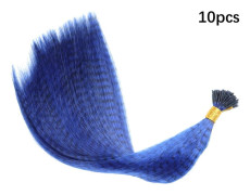 Färgade hårstrån för fjäderförlängning 10 stycken I Tip Syntetisk hårstrå Fake Hair Zebra Line Feather Extensions