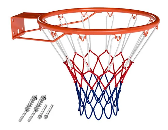 Mini Wall Basketball with Standard Polyester Net 45cm COSTWAY - Double Spring - Indoor/Outdoor - Metal Frame - Orange