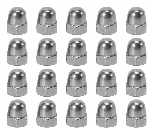 Gängdiameter 304 Rostfritt Stål Kupolmutter Sexkantiga Mutter 20 Stycken