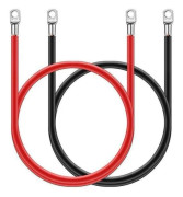 16mm² 50 cm Inverter Batterikabel (Max 100A), Röda och Svarta Ringkabelskor Förtent Koppar för Motorcykel, Bil, Marinbåtar