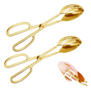 2 stycken - 25,3 cm - Matpincett - Köttång - Serveringstång (guld)